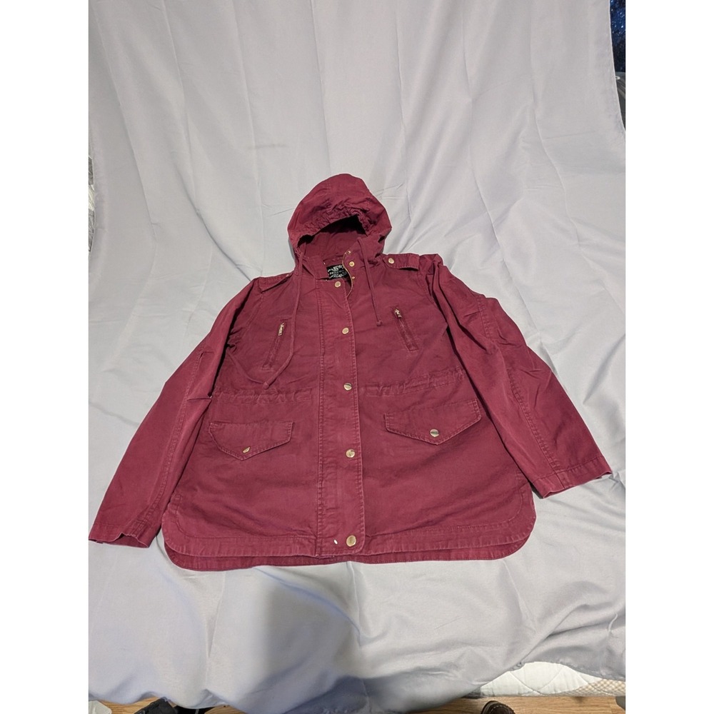 Chocolate USA Burgundy Utility Jacket Women's M Hooded Military‎ Anorak Cotton